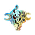 Holographic Snake Skull Sticker — Die-Cut Mystical Moon Decal