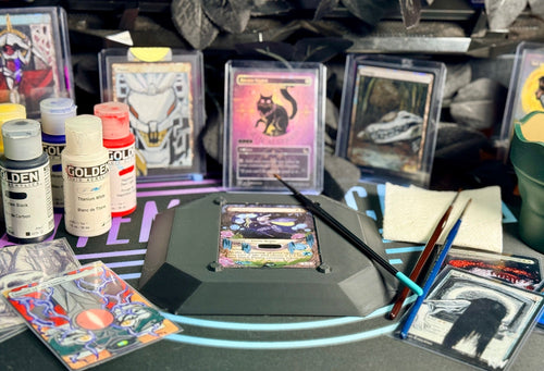 Canvas Board by Rin shown from another angle or with demonstration artwork; cards and art supplies not included